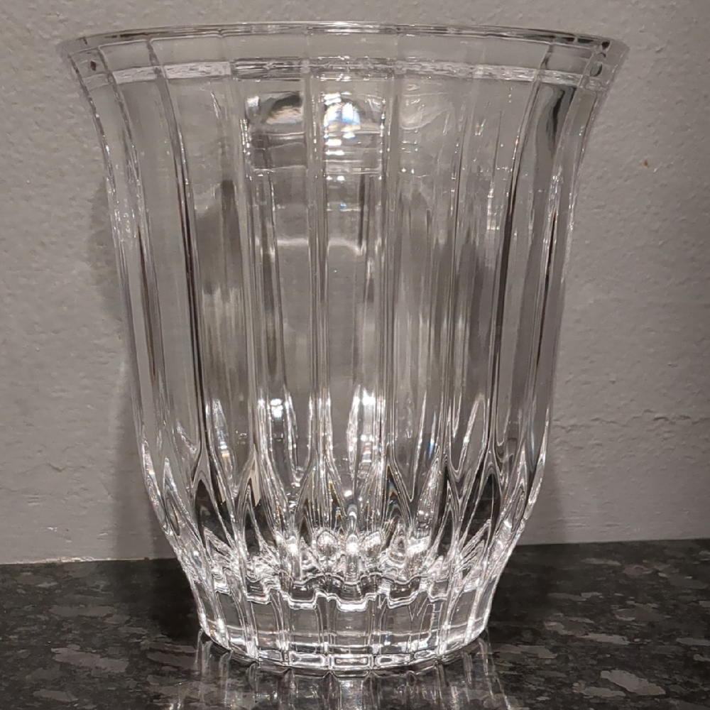 Crystal Clear Textured Glass Vase with Flared Rim